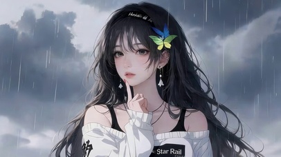 治愈雨天女孩