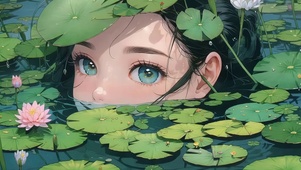 夏日荷叶女孩