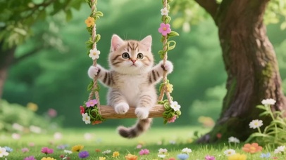 荡秋千的猫咪