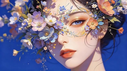 鲜花插画女孩