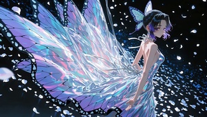 蝴蝶裙摆炫彩少女
