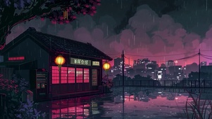 插画-城市雨夜