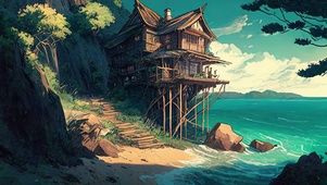 宫崎骏风格小屋
