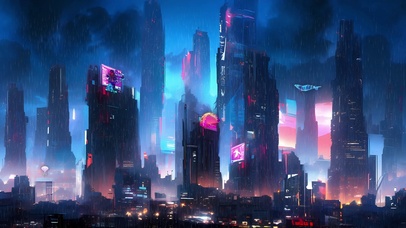 雨夜赛博朋克都市