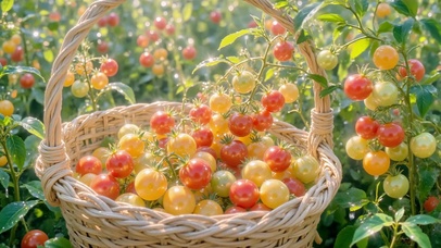 菜园里的彩果小番茄