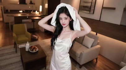 浴巾擦秀发的长发美女3