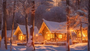 4K 雪夜温馨小屋