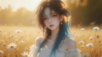 黄昏花海女孩