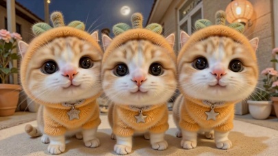 三只软萌毛绒橘猫