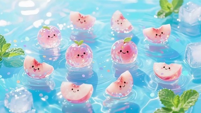 清凉漂浮水蜜桃