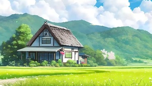 蓝天白云树木绿景带鱼屏