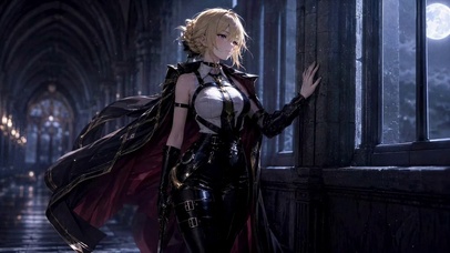 月夜古堡金发女骑士