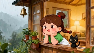 雨天女孩与萌宠