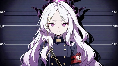 白发紫瞳二次元制服美少女