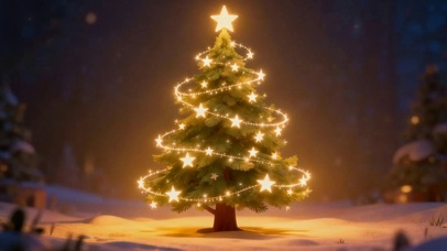 唯美梦幻的星星圣诞树