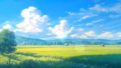蓝天阳光清新田园