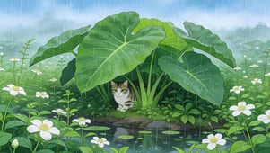 躲雨猫咪