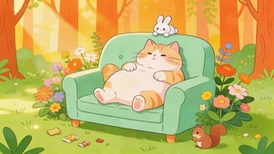 可爱的沙发猫咪