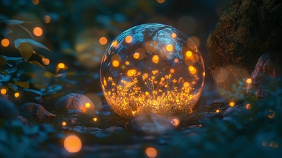 森林萤火虫水珠微景观