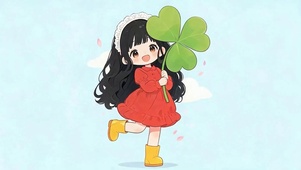 拿着树叶女孩