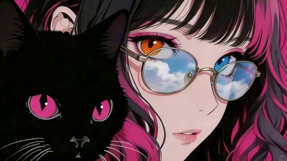 女孩和猫（墨镜版）