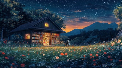 夜空流星草原花海商店