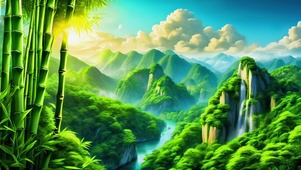绿色护眼唯美竹林风景