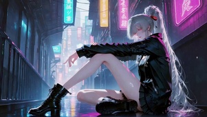 雨夜银发少女绯雪