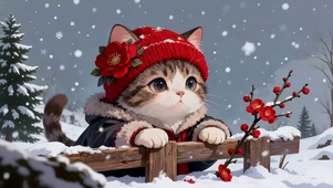 看雪景的猫咪