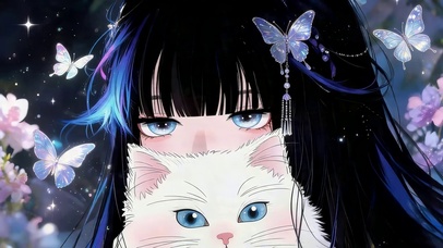 女孩和猫咪