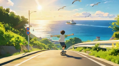 超解压！山路陡坡滑滑板