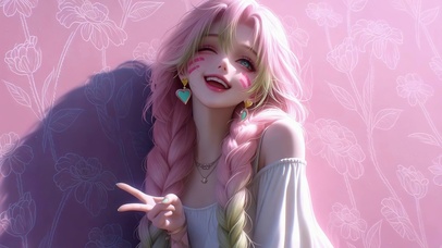 粉色系的元气少女