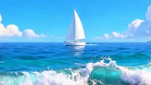 海景小船带鱼屏