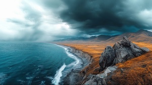 雨天雷暴海岛海岸