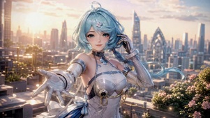 蓝发机甲少女