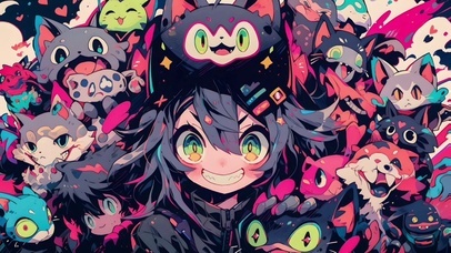 小女孩和萌宠