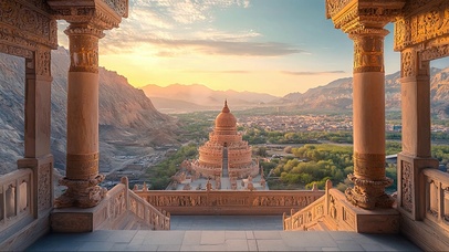 俯瞰落日特色建筑