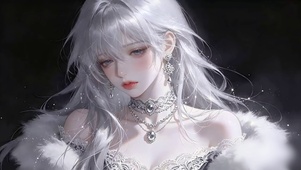 白发毛领动漫少女