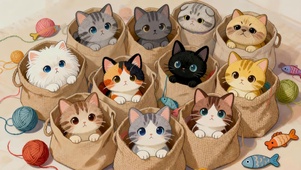 布袋里的猫咪