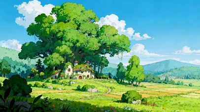 唯美的大树下小屋