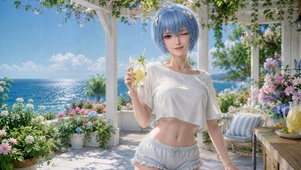 夏日海边休闲绫波丽