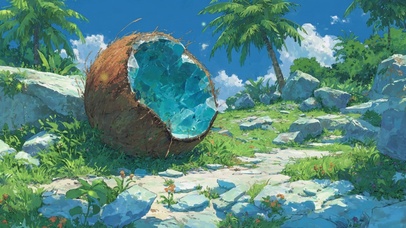 蓝天椰子树治愈绿色