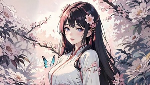 花丛中的美女