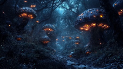 静谧迷雾暗黑蘑菇森林