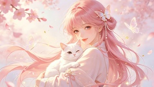 猫咪与粉色少女