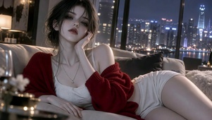 都市夜景慵懒性感美女