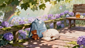 绿荫下猫咪午睡