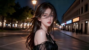 超高清傍晚逛街美女