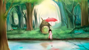 治愈养眼 浪漫雨中龙猫