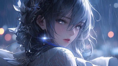 雨中美丽少女